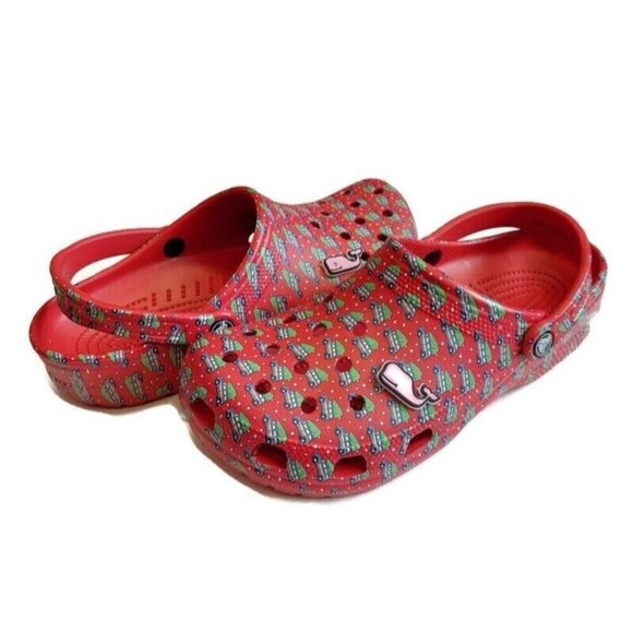 CROCS Classic Vineyard Vines Holiday Clog Sandals Mens Size 9 Womens Size 11 Red - Picture 8 of 8